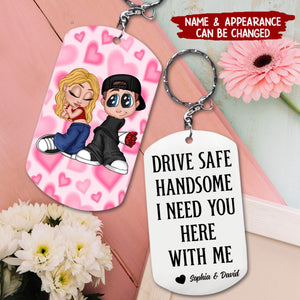 Y2K Couple - Drive Safe - Personalized Engraved Stainless Steel Keychain