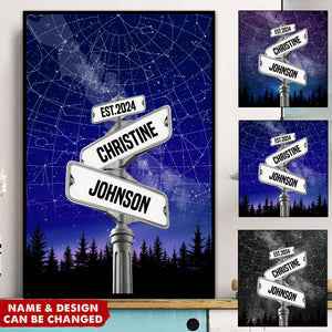 Custom Name Street Sign Star Map Couple Gift - Personalized Poster