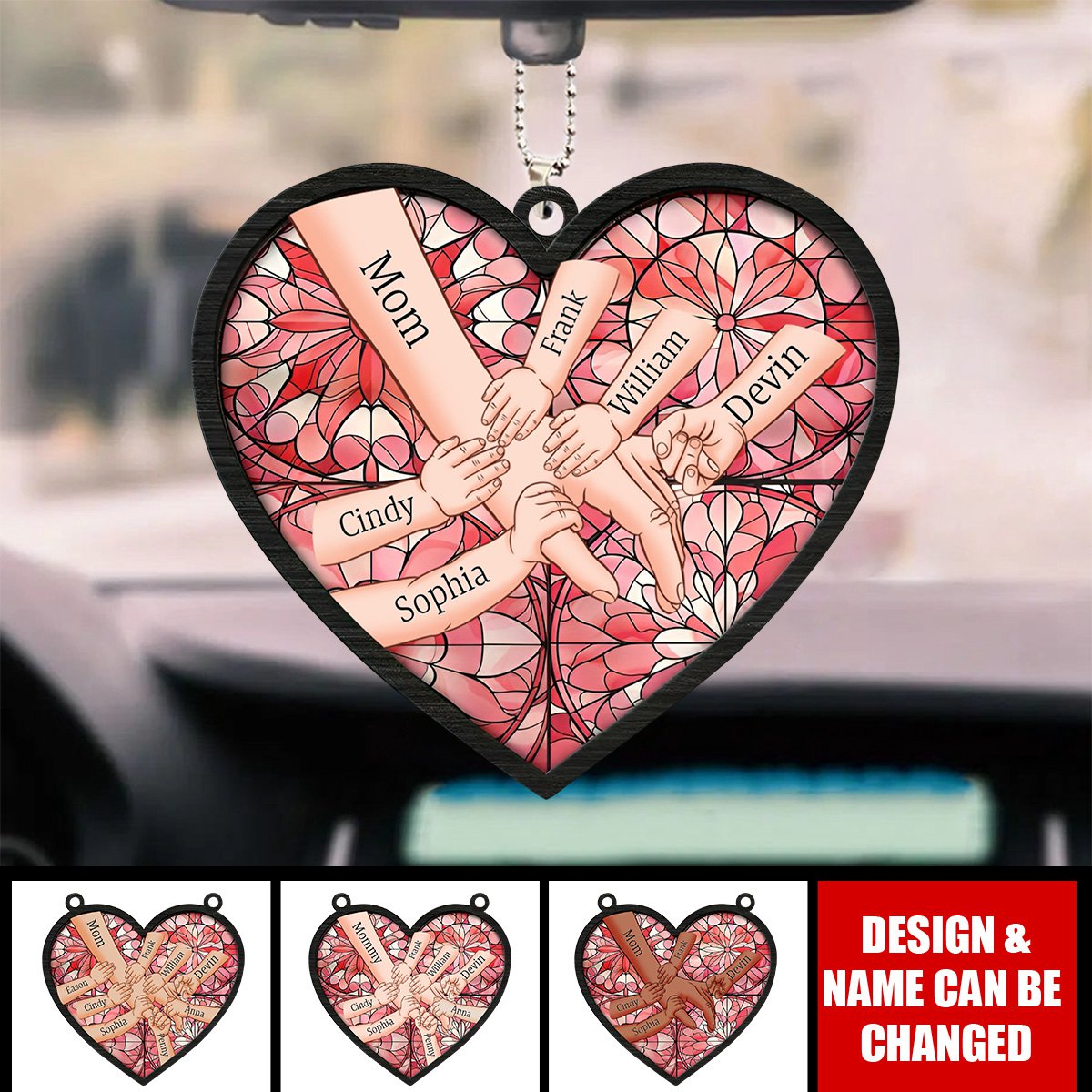 Kids Holding Mom Hand - Personalized Car Ornament Gift For Mother's Day