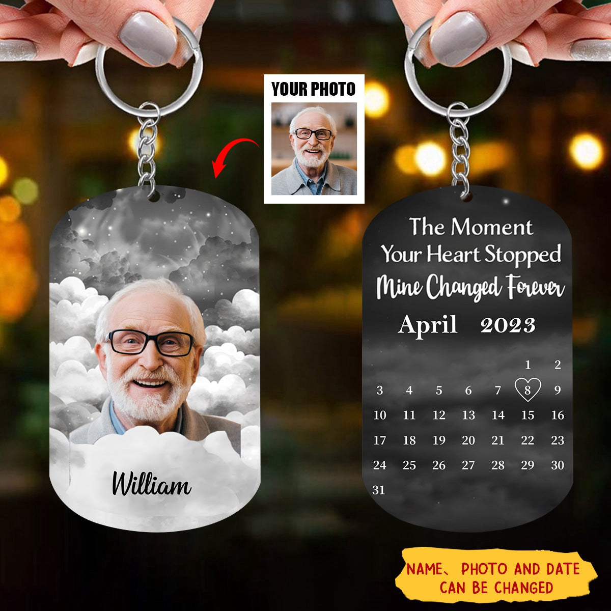 Custom Photo The Moment Your Heart Stopped - Memorial Gift For Family - Personalized Stainless Steel Keychain
