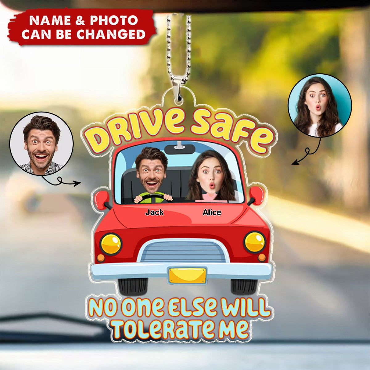 Personalized Photo Gifts For Couple Car Ornament Drive Safe