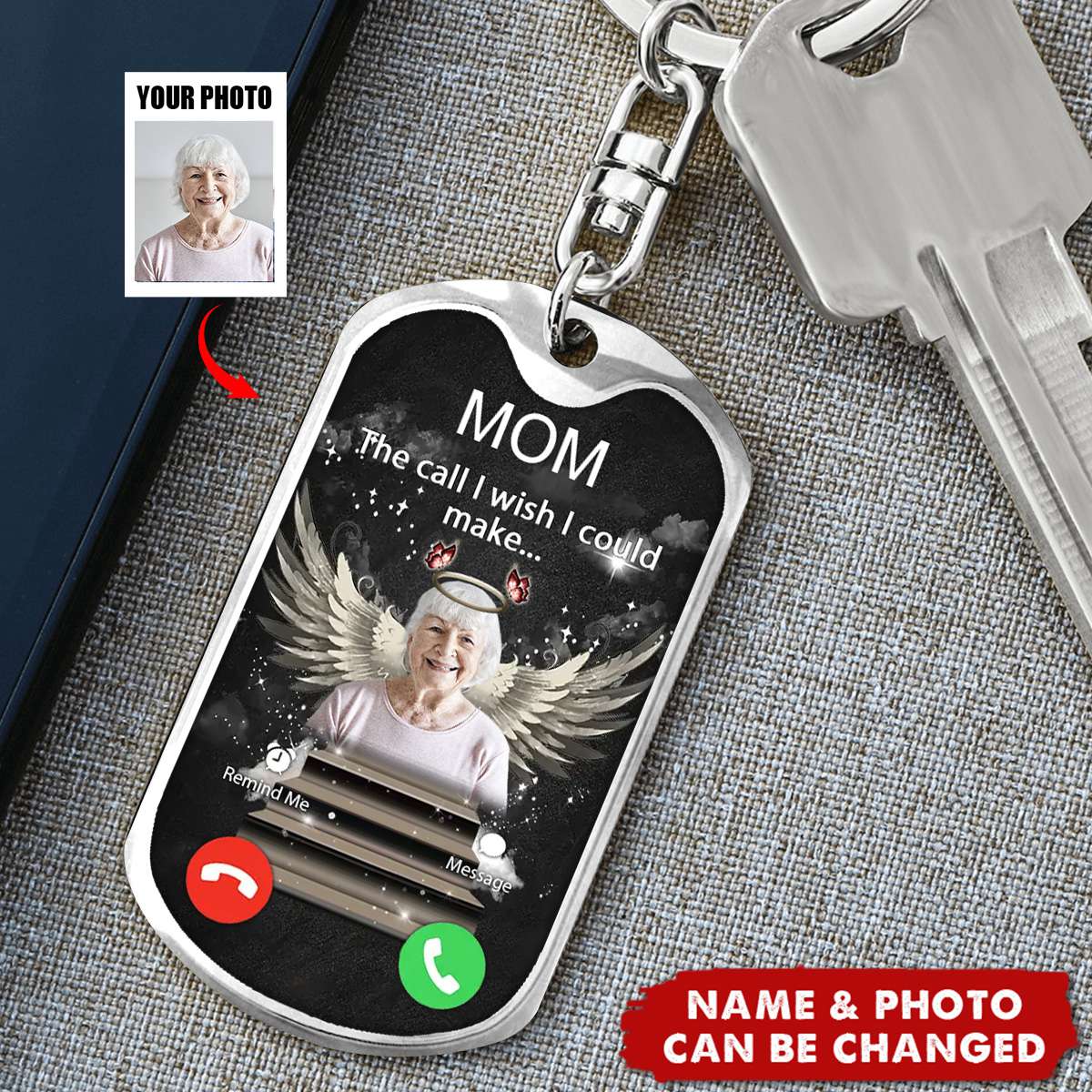 Personalized Memorial Stainless Keychain - Upload Photo - Memorial Gift For Family Member
