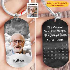 Custom Photo The Moment Your Heart Stopped - Memorial Gift For Family - Personalized Stainless Steel Keychain