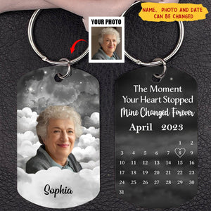 Custom Photo The Moment Your Heart Stopped - Memorial Gift For Family - Personalized Stainless Steel Keychain