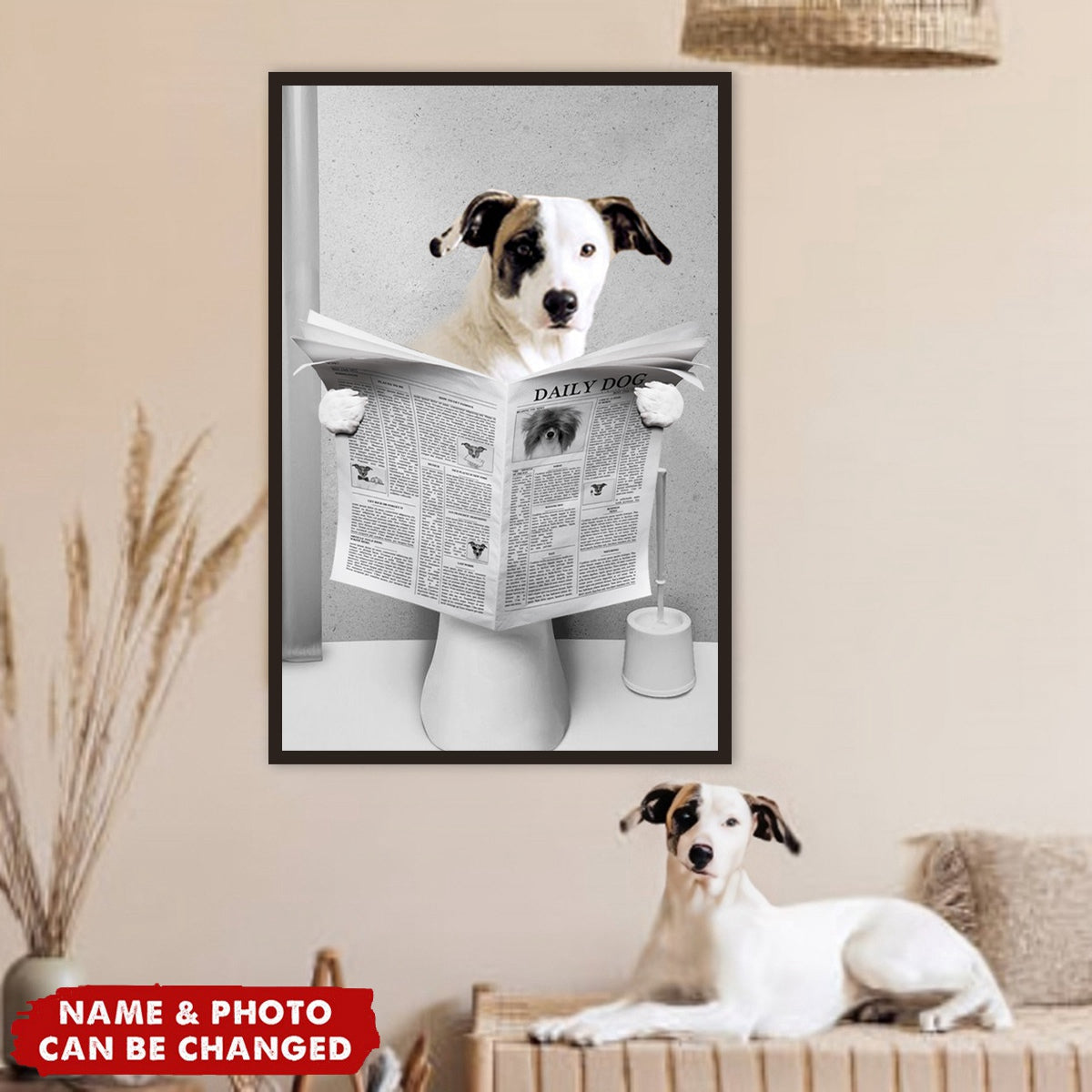 Personalized Photo Dog Cat Read Newspaper Poster