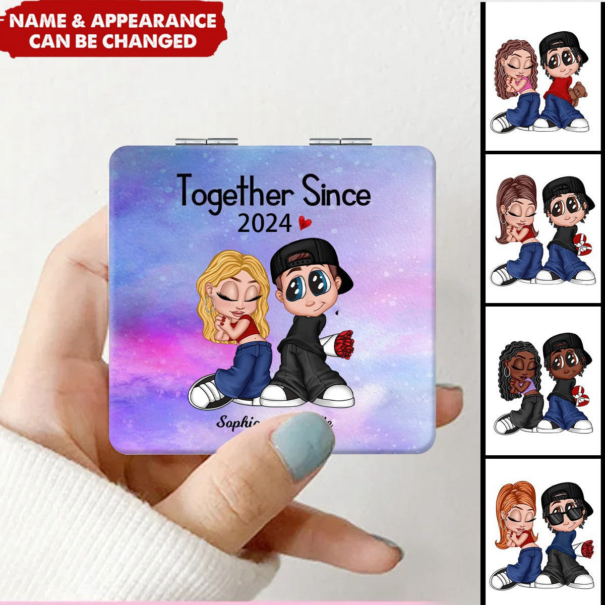 Y2K Couple Together Since Personalized Square Compact Mirror