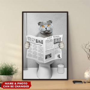 Personalized Photo Dog Cat Read Newspaper Poster