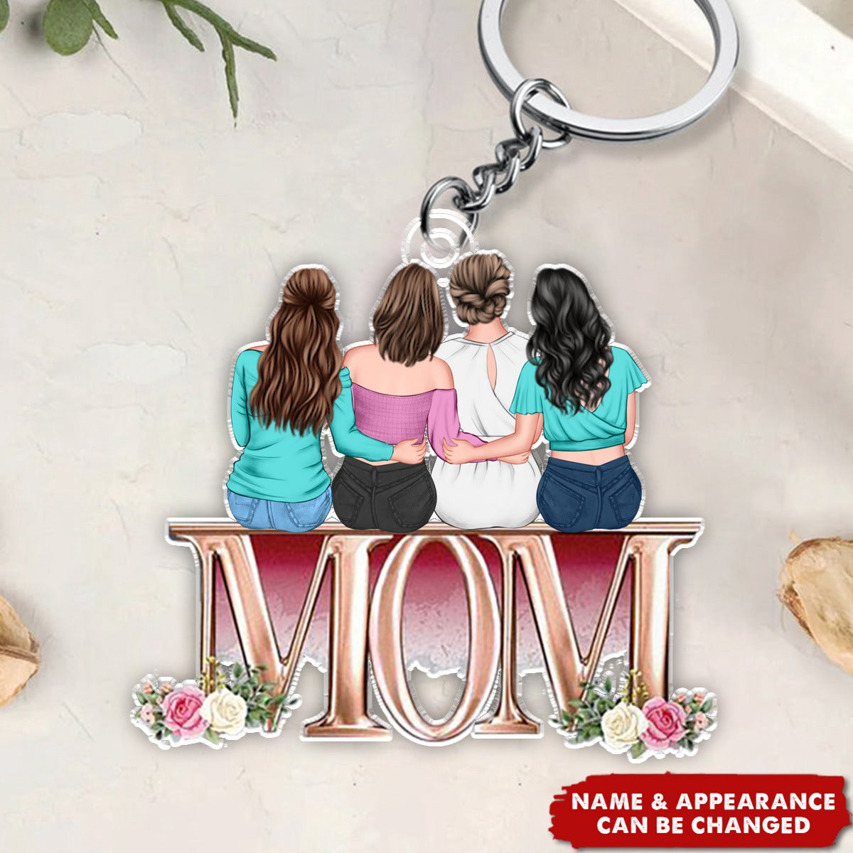 Mom Sat With Us - Personalized Keychain