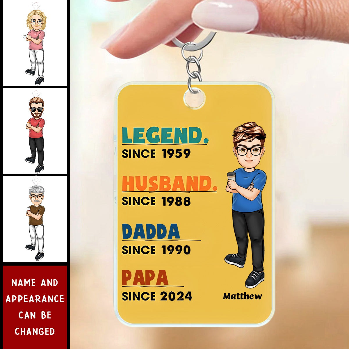 Legend Husband Daddy Cartoon - Personalized Acrylic Keychain