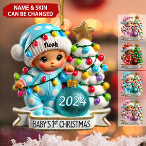 Baby First Christmas 3D Effect Personalized Acrylic Ornament, New Parents Keepsake