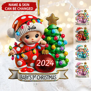 Baby First Christmas 3D Effect Personalized Acrylic Ornament, New Parents Keepsake