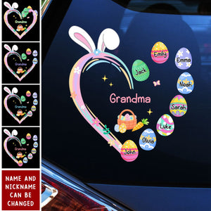 Grandma Easter Heart With Grandkids Bunny - Personalized Decal