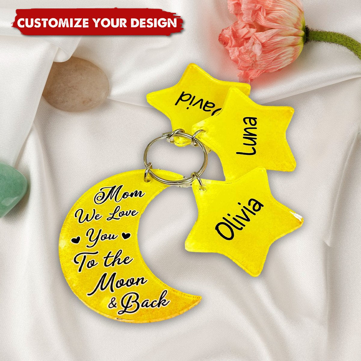 We Love You To The Moon And Back - Personalized Acrylic Keychain
