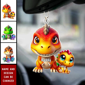 Daddysaurus Grandpasaurus Dinosaurs - Personalized Acrylic Car Ornament