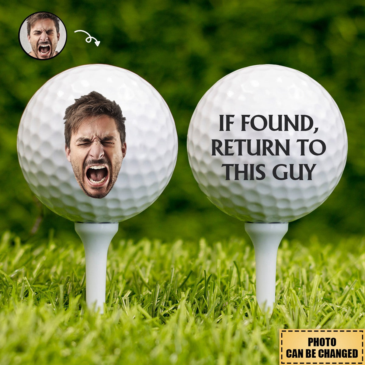 Custom Photo If Found Return To This Guy - Gift For Dad, Father, Grandpa, Golfer, Golf Lover - Personalized Golf Ball