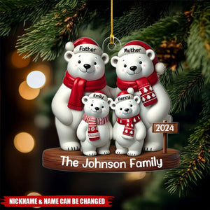 Polar Bears Christmas Family Personalized Acrylic Ornament