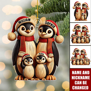 Penguin Family Christmas Ornament, Personalized Ornament