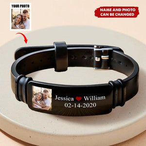 Custom Photo I Love You Always And Forever - Couple Personalized Custom Bracelet - Gift For Husband Wife, Anniversary