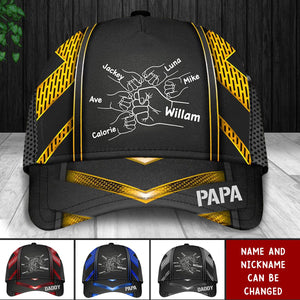 Papa Daddy Kids Hands To Hands Personalized Cap