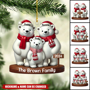 Polar Bears Christmas Family Personalized Acrylic Ornament