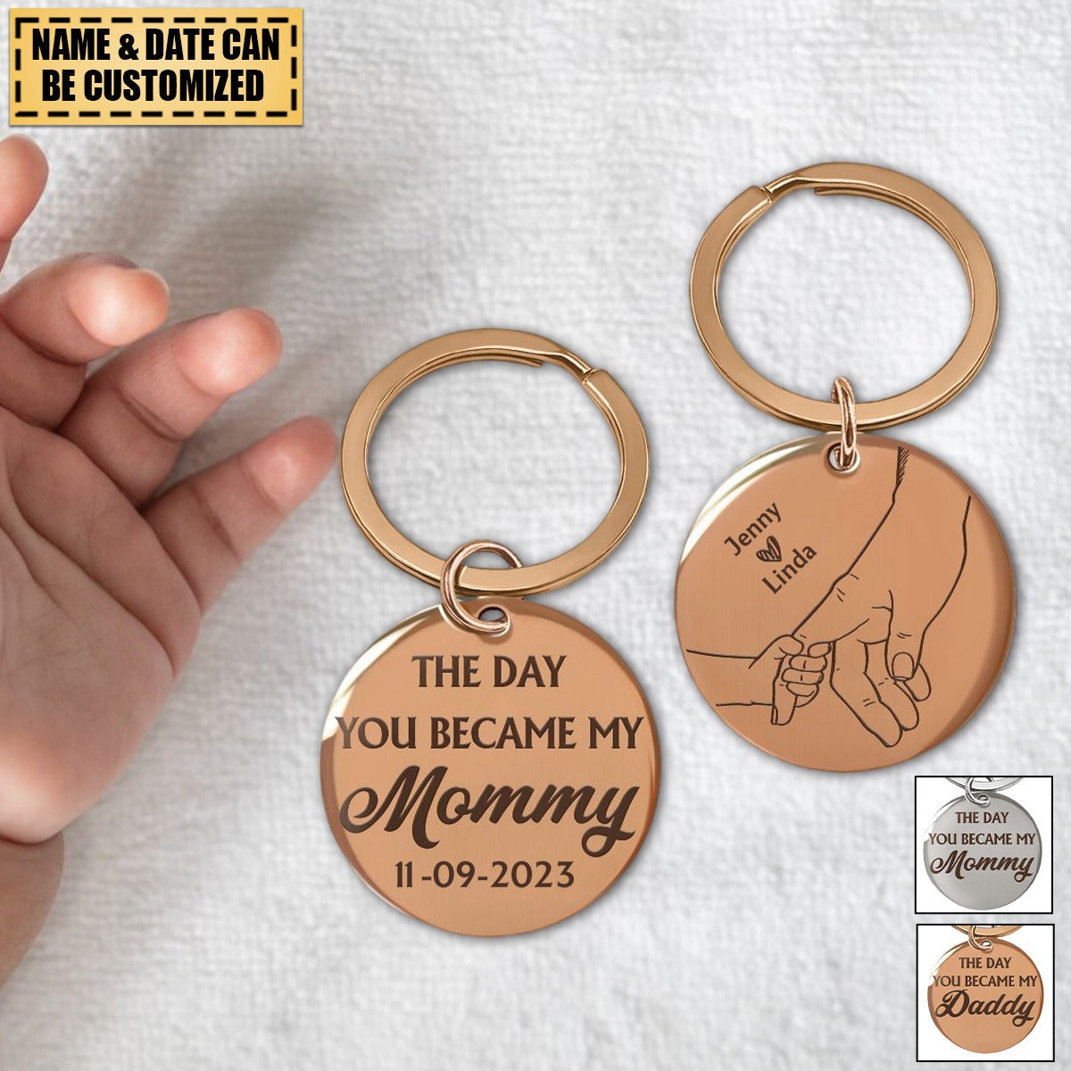 The Day You Became My Daddy/Mommy - Personalized Keyring