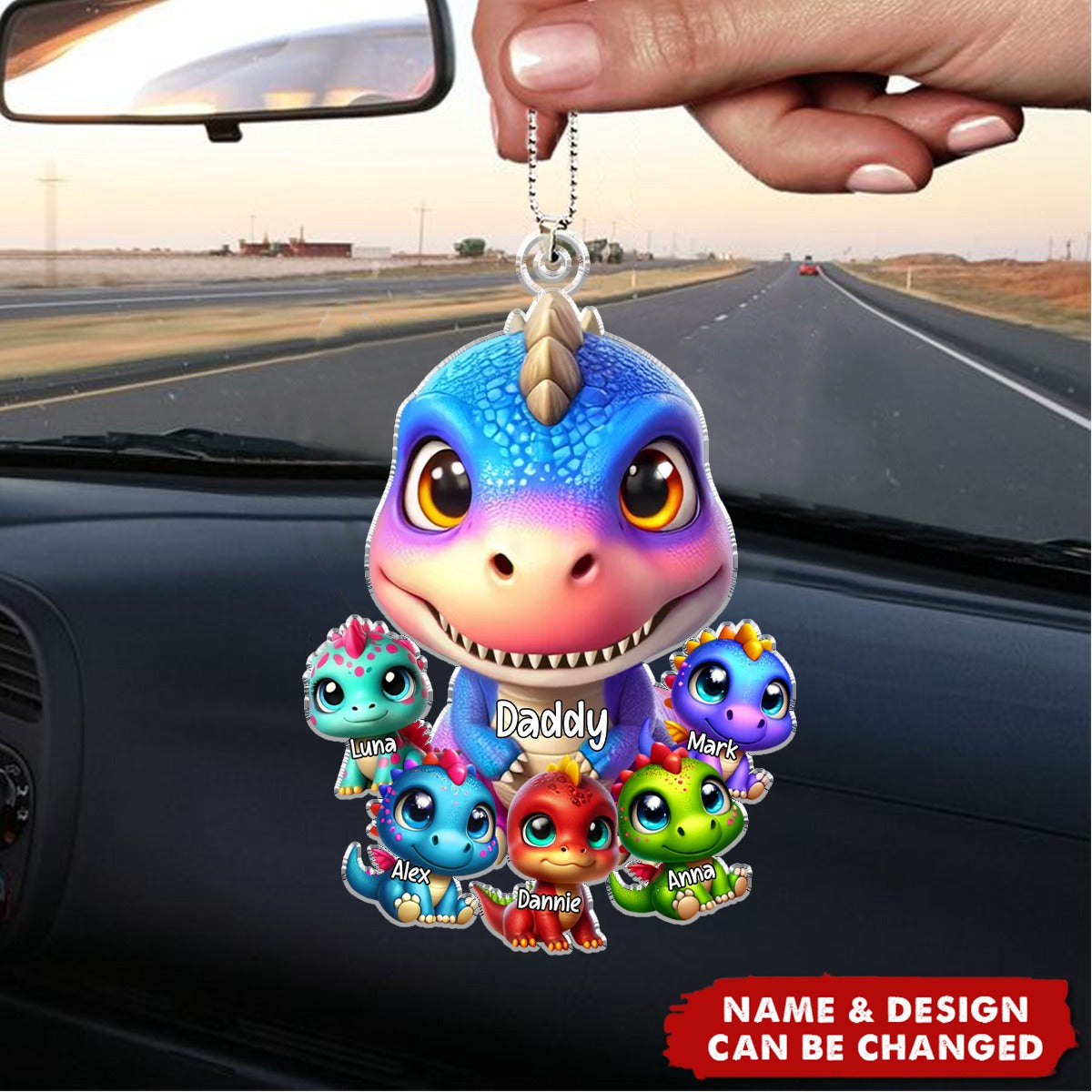 Daddysaurus Grandpasaurus Dinosaurs - Personalized Acrylic Car Ornament