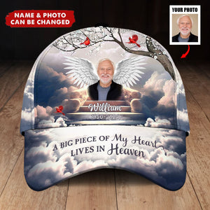 Memorial Upload Photo Wings, In Loving Memory In Heaven Personalized Cap