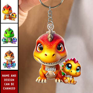 Daddysaurus Grandpasaurus Dinosaurs - Personalized Acrylic Keychain