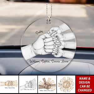 Daddy's Team Fist Bump Personalized Acrylic Circle Car Ornament