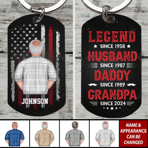 Stars & Stripes Legend Daddy - Personalized Stainless Steel Keychain