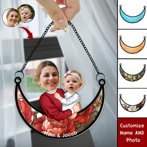 Mom Grandma And Child - Personalized Window Hanging Suncatcher Photo Ornament