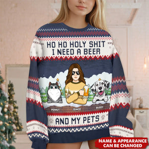 I Need A Beer And My Dogs - Dog Personalized Custom Ugly Sweatshirt - Unisex Wool Jumper - Christmas Gift For Pet Owners, Pet Lovers