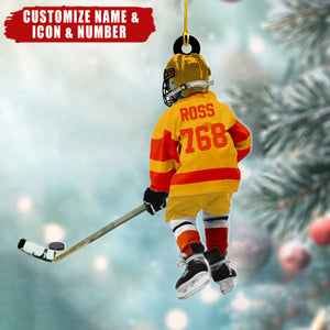 Little Hockey Player Personalized Christmas Acrylic Ornament - Gift For Hockey Lovers