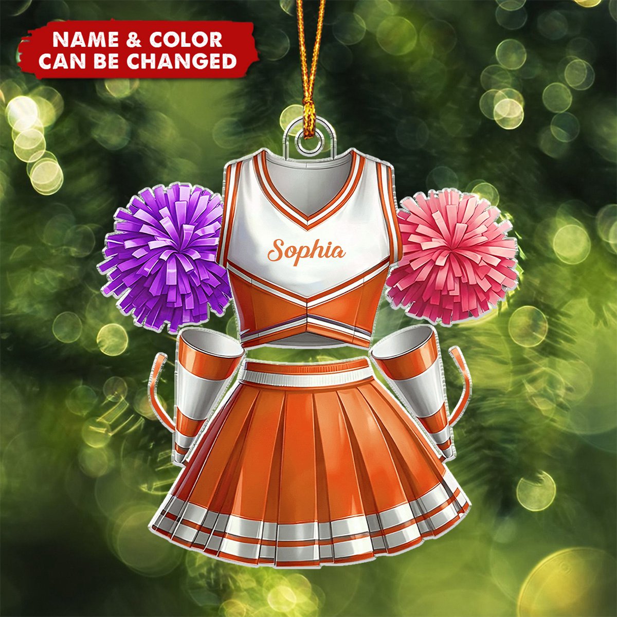Personalized Custom Name Cheerleader Uniform Shaped Ornament, Cheerleader Xmas Girl Gift