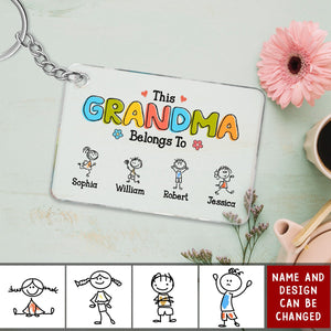 This Grandma Belongs To Drawing Personalized Acrylic Keychain