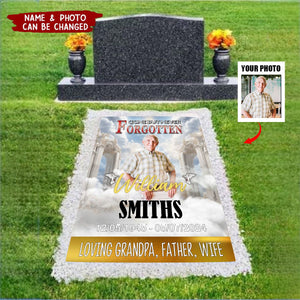 Custom Photo Forever In Our Hearts Memorial Grave Blanket