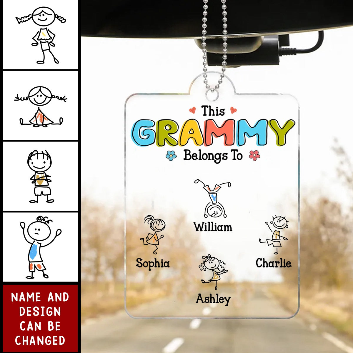 This Grandma Belongs To Drawing Personalized Car Ornament