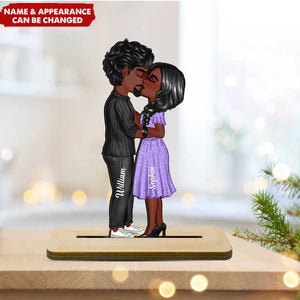 Doll Couple Kissing Home Decor Gift For Him Gift For Her Personalized Standing Wooden Plaque