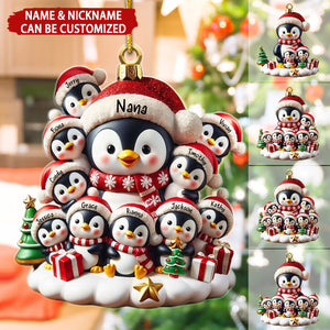 Celebrate Family Love With Charming Penguin Personalized Acrylic Ornament